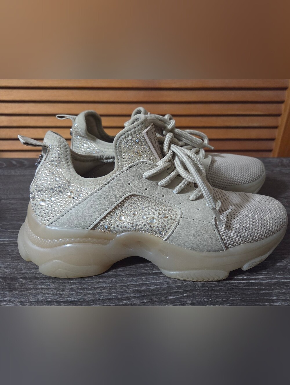 Beige Embellished Women's Fashion Sneakers